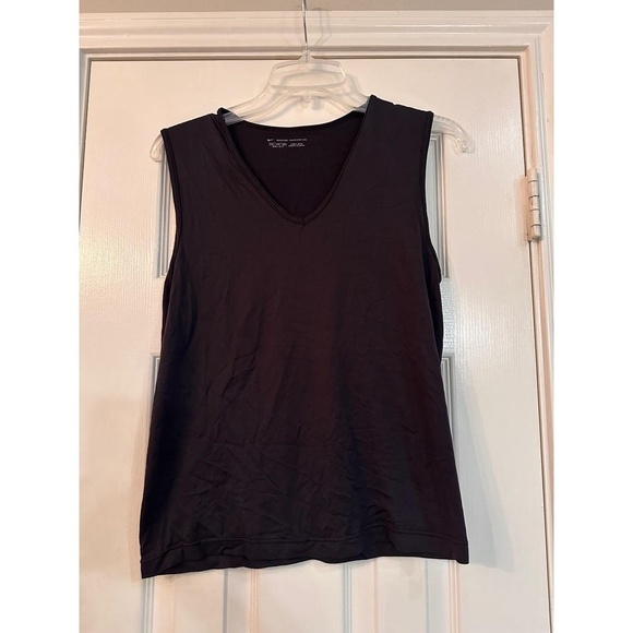 Nike Womens Activewear Top Size L/XL Black V Neck Dri Fit Athletic - Picture 2 of 5